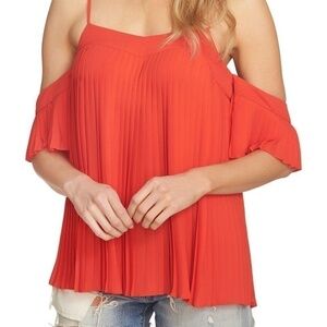 1.STATE Fire Engine Red Accordion PleatTop Sz XS